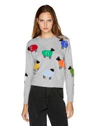 Coats, parkas, jackets, light jackets, trench coats, rain coats, capes, ponchos. Sweater With Multicolor Sheep Gray Benetton Jumper Shirt Knitwear Women Sweaters