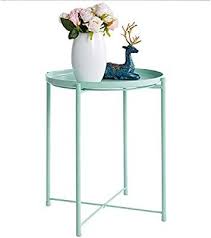 Amazon Com Hollyhome Tray Metal End Table Sofa Table Small Round Side Tables Anti Rust And Waterproof Out Small Round Side Table Metal End Tables Side Table