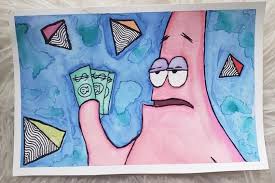 Spongebobart Clouds Patrickstar Spongebobmemes Watercolor Spongebob Meme Painting Chicago Zatalienuber Art Painting Spongebob