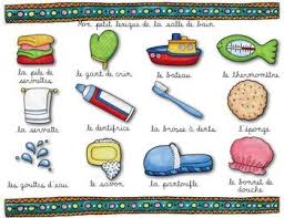 French Vocabulary Cards Salle De Bain Mots De Vocabulaire Script Et Cursif Mots De Vocabulaire Vocabulaire Chansons Maternelle