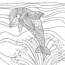 Glucklicher Delphin Mit Hohen Details Erwachsene Antistress Malvorlagen Schwarz Weisse Hand Gezeichnet Doodle Ozeanischen Tier Skizzieren Sie Fur Tattoo Poster Drucken T Shirt In Zentangle Art Lizenzfrei Nutzbare Vektorgrafiken Clip Arts