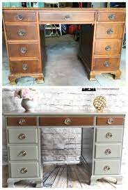 Antique Revival To Two Tone Beauty Cheap Furniture Makeover Antique Desk Makeover Refurbished Furniture