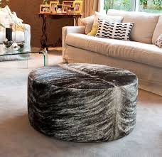 Animal Skin Ottoman Cowhide Ottoman Leather Decor Eclectic Ottomans And Cubes