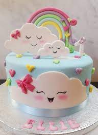 Cute Clouds Cake En 2022 Tortas De Cumpleanos Para Ninas Fiesta De Colores Pastel Pasteles Para Bebes