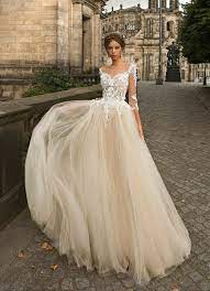 Champagne Tulle Appliques Bohemian Beach Wedding Dresses A Line Bridal Gown 2018 Handm Wedding Dresses Lace Bohemian Beach Wedding Dress Wedding Dress Sleeves