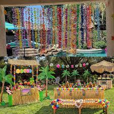 Hawaiian luau party paper plates napkins and cups sets serves 30, flamingo disposable tropical party decorations for hawaiian themed tropical luau beach party 4.6 out of 5 stars 269 $17.99 $ 17. Buy Hawaiian Leis 54pcs Luau Party Decorations Bulk Leis Necklace Headbands And Hair Clips Tropical Themed Party Favors Flower Leis Beach Party Decoration For Summer Vacation Birthday Wedding Online In Poland B08t1rbmjc