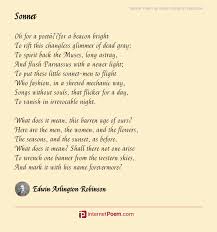 Sonnet Poem By Edwin Arlington Robinson