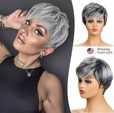Pixie Wigs Short Hair Wigs Grey Evan Grey Pixie Wig (Lace Front Open Cap)