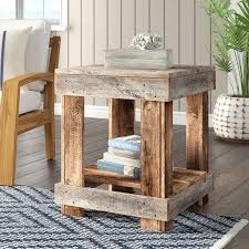 This is a table with a wooden base and metal legs. Highland Dunes Sudbury End Table Walmart Com Wood End Tables Barnwood Furniture Coffee Table Wood