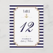 Nautical Blue White Striped Table Number Card Zazzle Com In 2020 Nautical Blue Striped Table Table Number Cards
