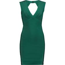 Herve Leger Cutout Bandage Mini Dress 470 Liked On Polyvore Featuring Dresses Forest Green Short Green Dress Green Bodycon Dress Bandage Dress Bodycon