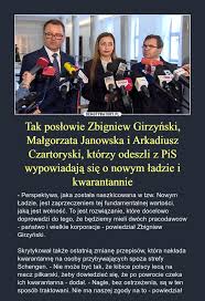The departing lawmakers, zbigniew girzynski, małgorzata janowska and arkadiusz czartoryski, said they were frustrated over the government's decision to phase out coal despite an election campaign pledge not to do so. Tak Poslowie Zbigniew Girzynski Malgorzata Janowska I Arkadiusz Czartoryski Ktorzy Odeszli Z Pis Wypowiadaja Sie O Nowym Ladzie I Kwarantannie Demotywatory Pl