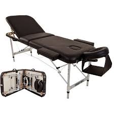 Merax Aluminium 3 Section Portable Folding Massage Table Facial Spa Tattoo Bed Black Massage Tables Massage Table Massage Therapy Rooms