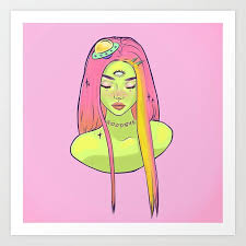 Space Girl Art Print By Ambriella X Small Space Girl Art Alien Art Space Drawings