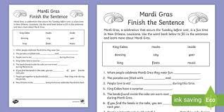 Reading is the action or skill of reading written or printed matter silently or aloud. First Grade Mardi Gras Cloze Reading Activity Teacher Made