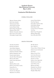 Academic Honors Ohio Wesleyan University May 11, 2014 Graduation With  Distinction