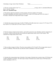 The numbers of particles in an atom can be calculated from its atomic number and mass number. 32 Calculating Average Atomic Mass Worksheet Answers Free Worksheet Spreadsheet