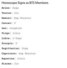 Zodiac Signs Zodiacs As Bts Members Wattpad