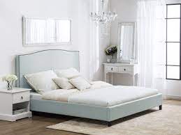 lit en tissu lit double 180x200 cm sommier inclus montpellier bleu clair at home furniture store bed frame with mattress furniture