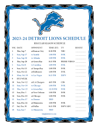 Printable Lions Schedule