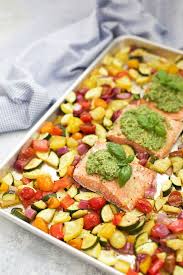 Because There S Nothing Easier Than A One Pan Dinner Recipe Sheet Pan Dinners Sheet Pan Recipes Pesto Salmon