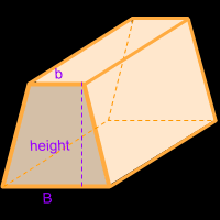 Online calculators and formulas for a surface area and other geometry problems. Volume Of Trapezoidal Prism Calculator