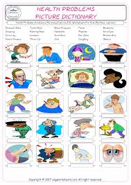Useful for teaching and learning health problems, illnesses, ailments vocabulary. Esl Health Unit