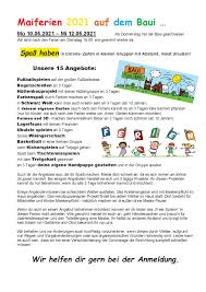 Ferienkalender 2021 und feiertage 2021 für alle deutschen bundesländer als übersicht. Bauspielplatz Tegelsbarg Mai Ferien 2021
