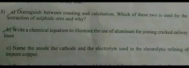 Funny roast to roast people with. 8 A Distinguish Between Roasting And Calcination Which Of These Two Is Used For The Extraction Of Sulphide Ores And Why B Write A Chemical Equation To Illustrate The Use Of Aluminum