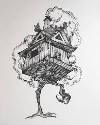 The House Of Baba Yaga Ink On Paper What Do You Think Lilmoonrock Folk Illustration Art Inspiration Baba Yaga