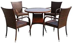 The toni reclaimed teak outdoor dining table in round style format is a bold, innovative design with a solid reclaimed teak construction and eye catching conversation starting design. Buy Yulan Outdoor Furniture Rattan 4 Pieces Arm Chairs And 1 Round Table Online Shop Home Garden On Carrefour Uae
