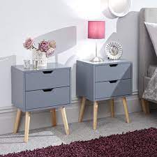 Dark grey bedside tables uk. Nyborg Bedside Dark Grey 2 Drawers Set Of 2 Buy Online At Qd Stores