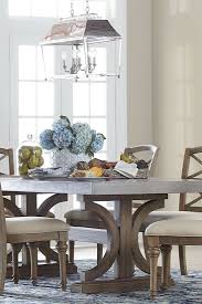 Our Lakeview Rectangle Dining Table Has A Concrete Top Double Pedestal Base And A Driftwood Finish W Rectangle Dining Table Pedestal Dining Table Dining Table