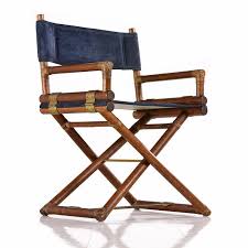 Mid Century Modern Mcguire Director Chair Vintage Dark Blue Suede Leather Oak And Brass For Sale Armchair Vintage Chair Directors Chair