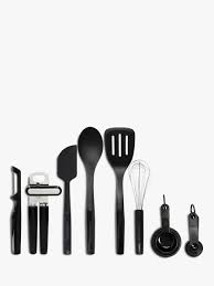 Black and white kitchen design. Kitchenaid Nylon Kitchen Utensils Baking Tools Set 15 Piece Black