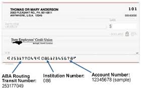 The second set is the check account number. Secu Aba Routing Transit Number