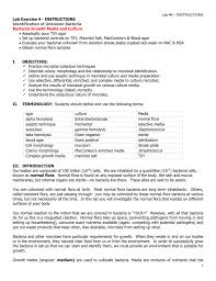 Aseptic technique is a fundamental and important laboratory skill in the field of microbiology. Bacterial Growth Media Culture Microbiology Lab 4 Instructions