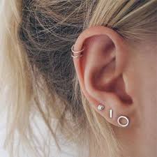 4 Pair Set Stud Earrings Geometric Stacking Earrings Ear Cuff Fake Cartilage Piercing Mix And Matching Stud Earrings And Ear Cuff Set In 2021 Cute Ear Piercings Earings Piercings Multiple Ear Piercings