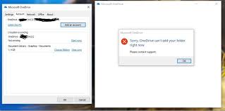 Sorry Onedrive Can T Add Your Folder Right Now Microsoft Community
