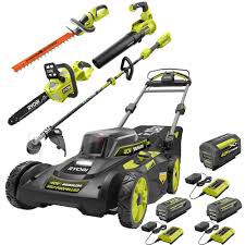 The two major things that the ryobi has over the. Ryobi 40v Cordless Mower Leaf Blower Chainsaw Hedge Trimmer And String Trimmer With 3 Batteries And Chargers Ry401120 Cmb2 The Home Depot