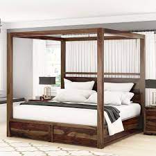 The suzanne canopy bed has everything youthe suzanne canopy bed has everything you could ask for in a centerpiece for the bedroom. Sheesham Solid Wood Contemporary 4 Poster Storage Bed My Furniture Town
