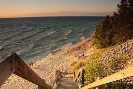 Stairways navigate the bluff, and will lead you to campgrounds and hiking trails alike. Orchard Beach State Park State Park Camping State Parks Beautiful Scenery Nature
