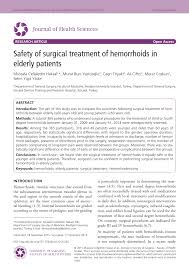 pdf safety of surgical treatment of hemorrhoids in elderly