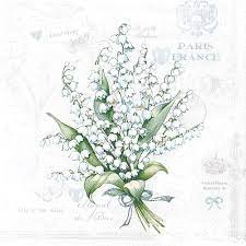 Le muguet appelé aussi convallaria majalis, est une plante bien connue de tous puisqu'elle revient en force chaque année pour le 1er mai, jour de la fête du travail. Serviette Papier Brin De Muguet Porte Bonheur Paris 1889 Un Grand Marche