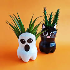 Halloween Recycled Bottle Planters Craft Hello Wonderful Diy cute animal planters made of recycled plastic bottles. halloween recycled bottle planters