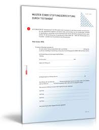 Schnell und einfach zum testament: Stiftungserrichtung Durch Testament Muster Vorlage Zum Download