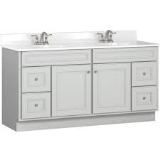 W vanity in white with white vanity top has classic styling that will complement a wide variety of bath or powder room decor. Briarwood Highpoint 60 W X 21 D Bathroom Vanity Cabinet At Menards
