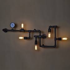 Loft Industrial Wall Lamps Antique Edison Wall Lights With Bulbs E26 E27 Vintage Pipe Wall Lamp For Living Room Lighting Lighting Pop