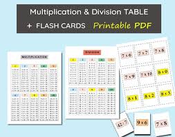 Multiplication Division Table Chart Printable With Flash Etsy In 2020 Flashcards Multiplication And Division Homeschool Math