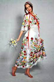 Hungarian Kalocsai Wedding Dress Embroidery Dress Folk Dresses Hungarian Embroidery